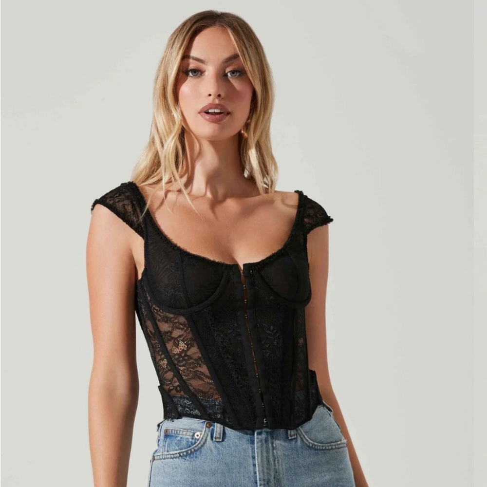 Astr Black Lace Corset Bustier Top